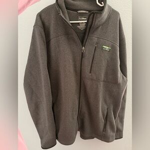 L.L Bean Men's Sweater Fleece Full Zip Jacket Charcoal Heather Gray XXL Tall